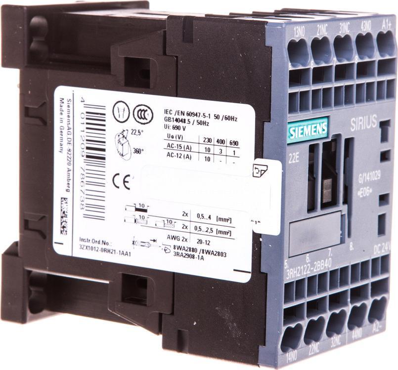 Siemens Stycznik pomocniczy 3A 2Z 2R 24V DC S00 3RH2122-2BB40