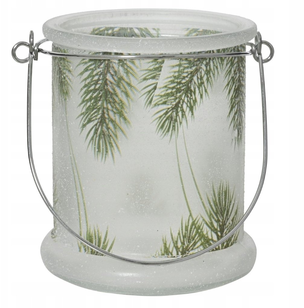 Kaemingk Świecznik świąteczny biały choinka z brokatem szklany 8,7x10cm 1szt