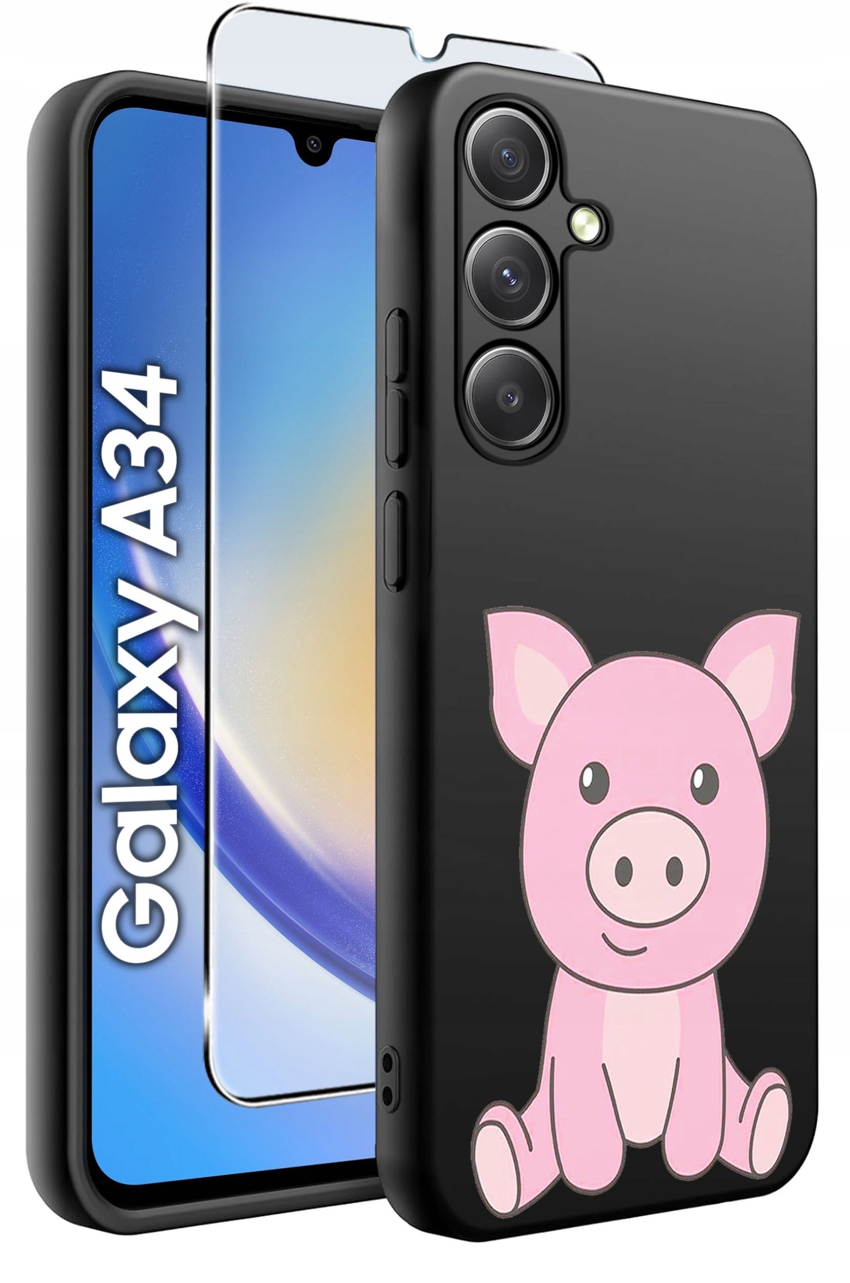 ETUI do Samsung A34 5G WZORY | SILIKONOWE MATT CASE + SZKŁO 9H