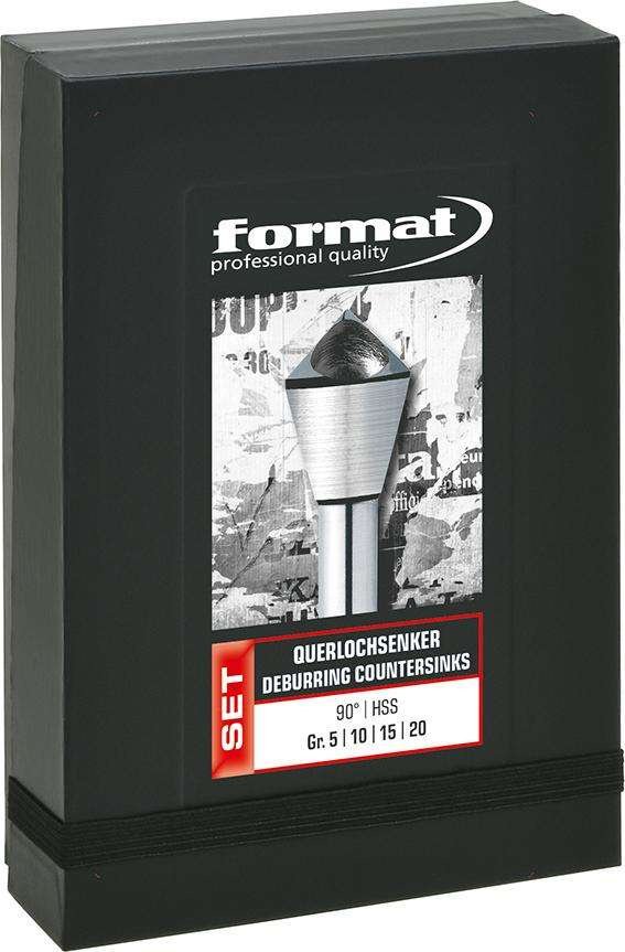 Zestaw pogłębiaczy do gratowania HSS z otworem poprzecznym 90, 2-20mm FORMAT