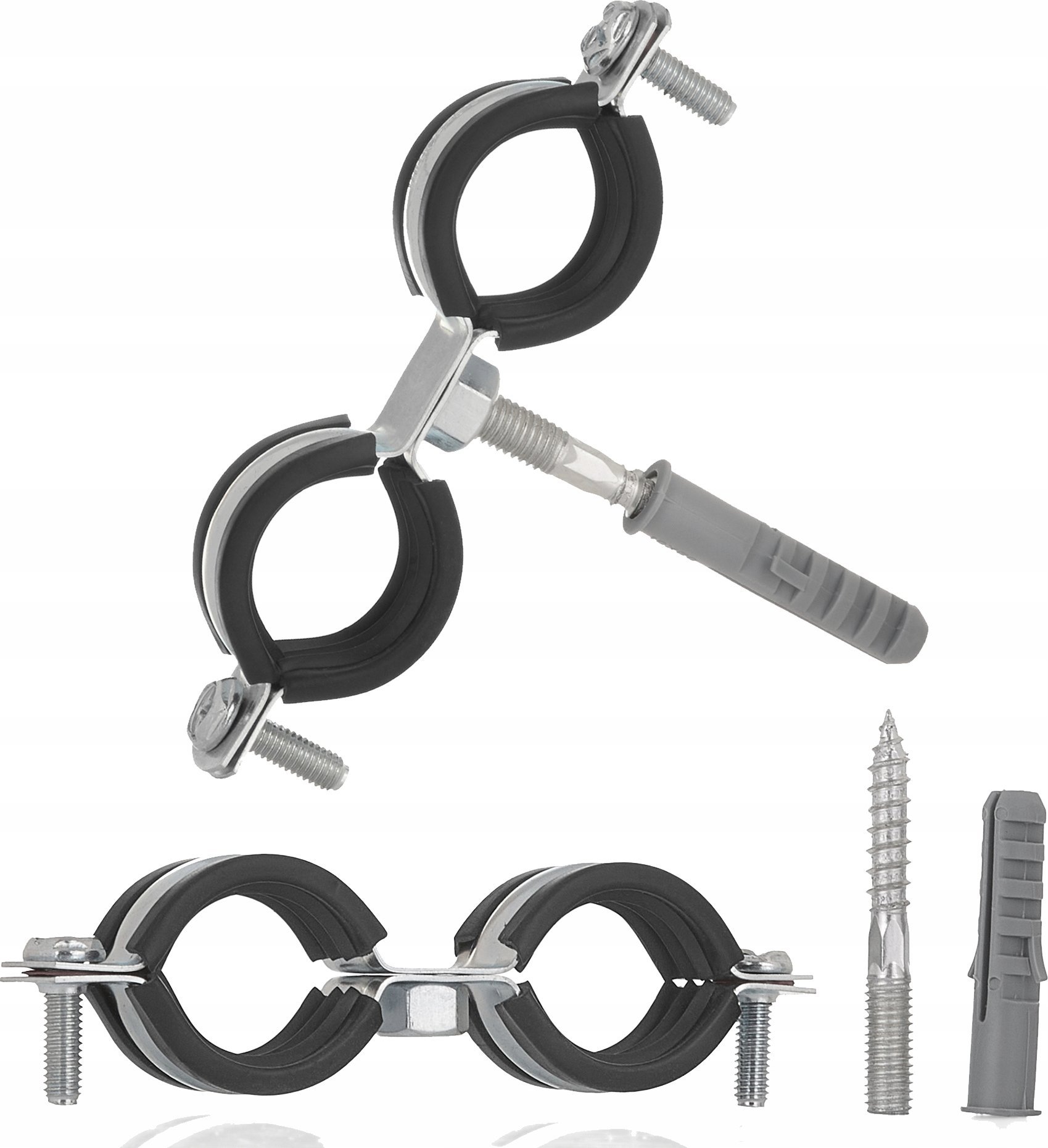 Geko Obejma metalowa z gumą do rur podwójna 3/4" 26-30mm (200)