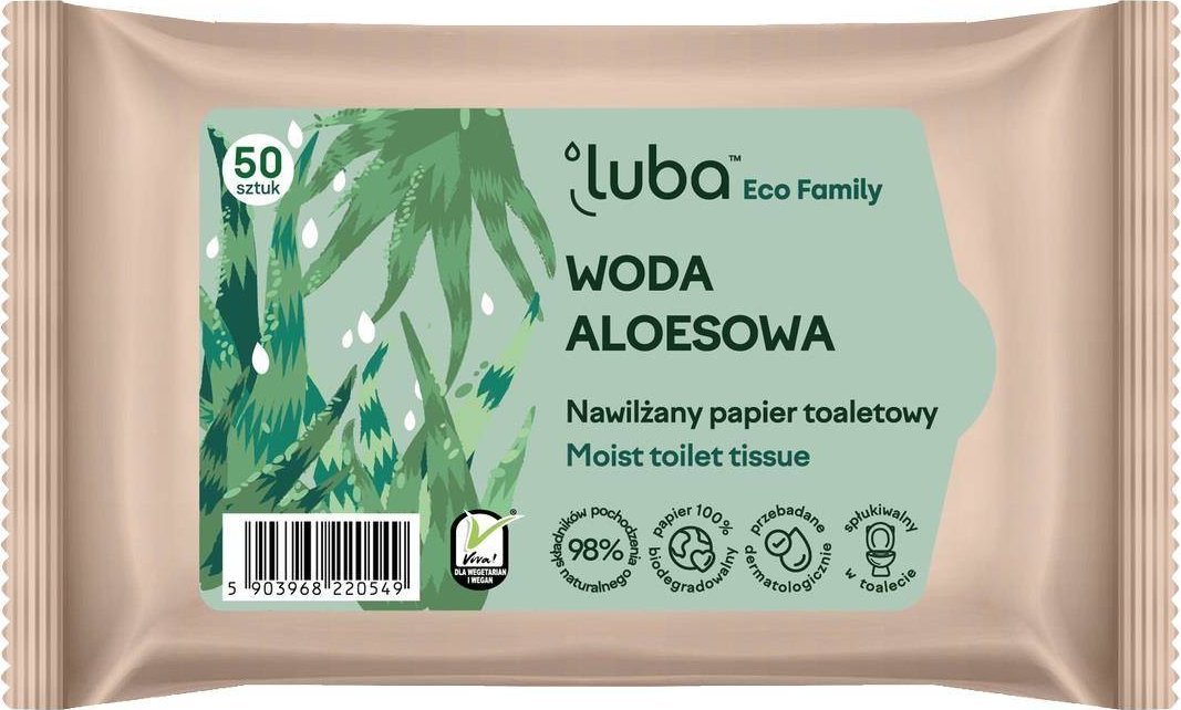 Luba Eco Family nawilżany papier toaletowy z Wodą Aloesową 50szt.