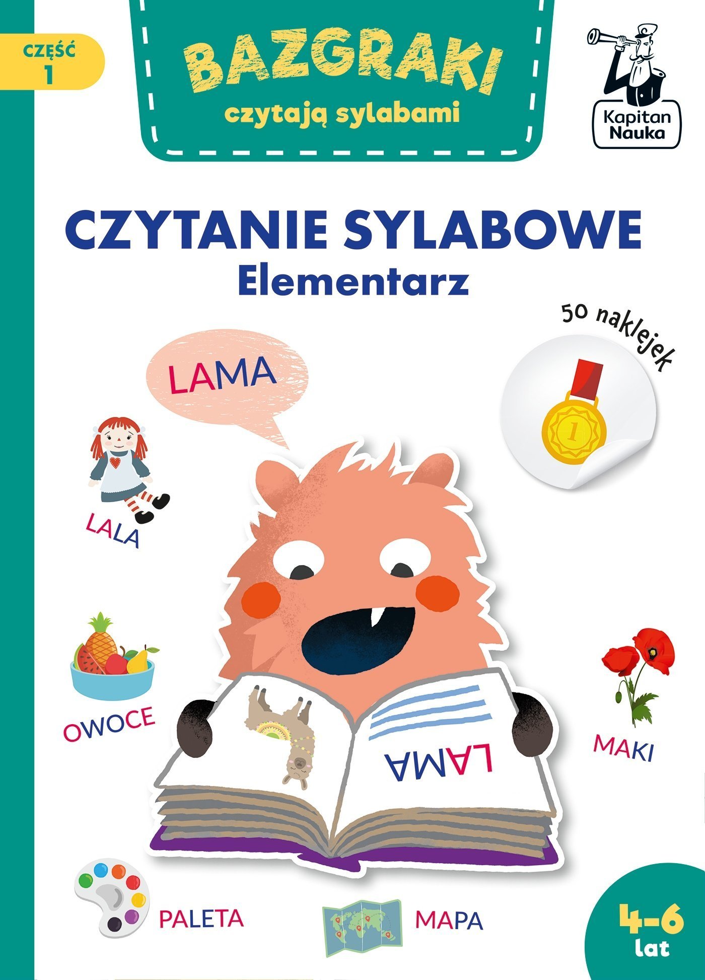 Kapitan Nauka Bazgraki czytają sylabami. Elementarz 4-6lat cz1 czytanie sylabowe KS0877