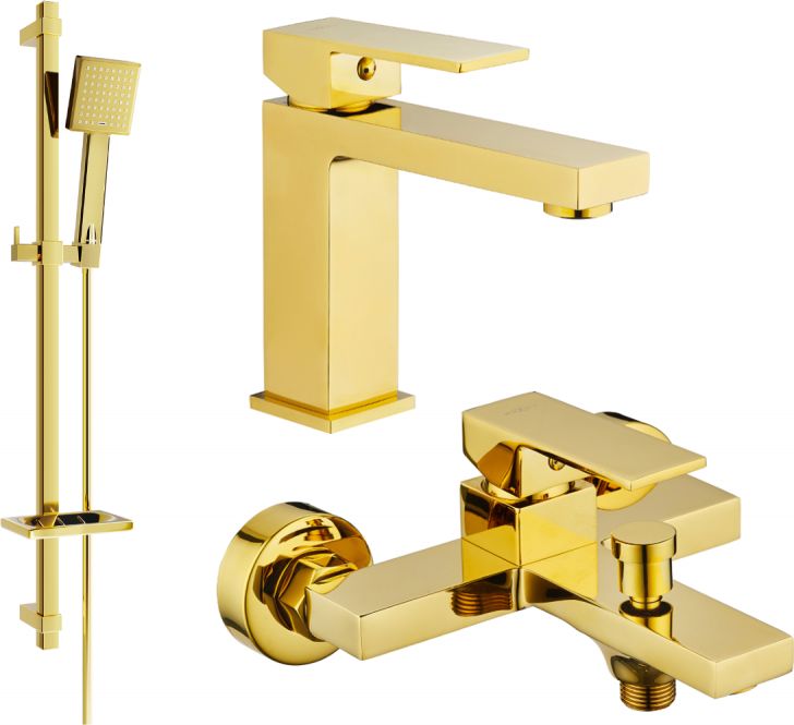 Mexen Mexen Uno DQ45 zestaw wannowy, złoty - 71403DQ45-50