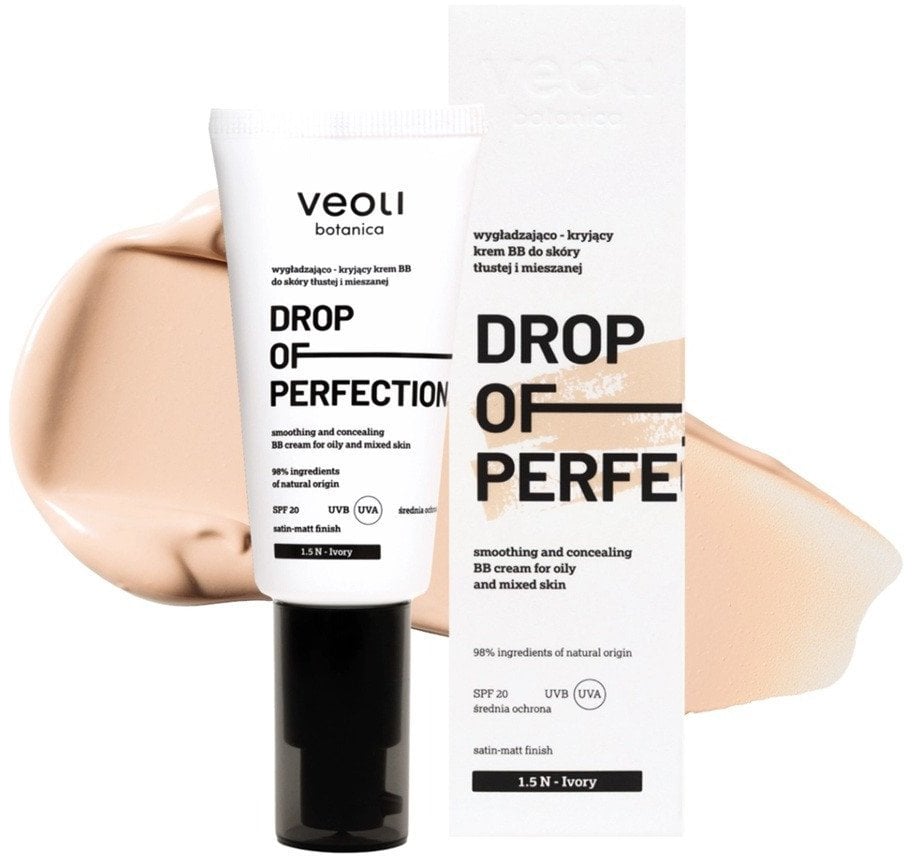 VEOLI BOTANICA_Drop Of Perfection wygładzająco - kryjący krem BB do skóry tłustej i mieszanej 1.5 N Ivory 30ml