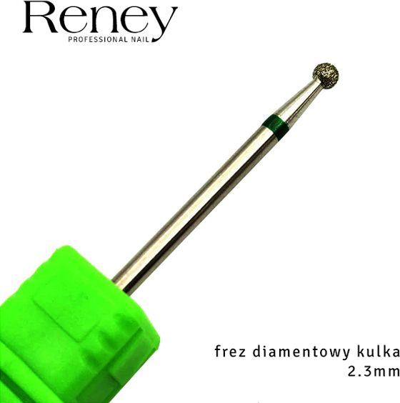 Reney Cosmetics Reney Profesjonalny Frez diamentowy do skórek kulka zielony 2.3mm uniwersalny
