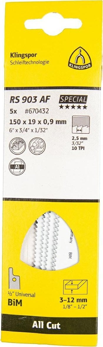 Klingspor KLINGSPOR BRZESZCZOT DO PIŁY SZABLASTEJ 150x19x0,9mm RS 903 AF /5szt.