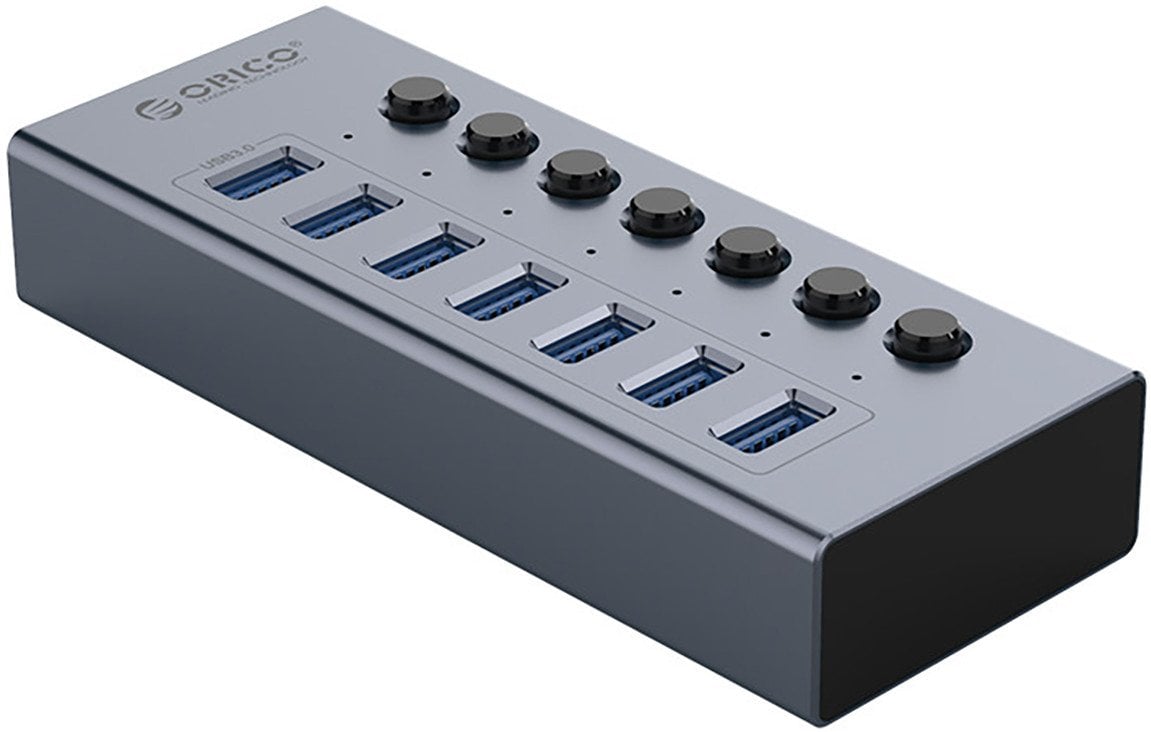 Hub BT2U3-7AB z włącznikami 7x USB-A - szary Hub BT2U3-7AB z włącznikami 7x USB-A - szary