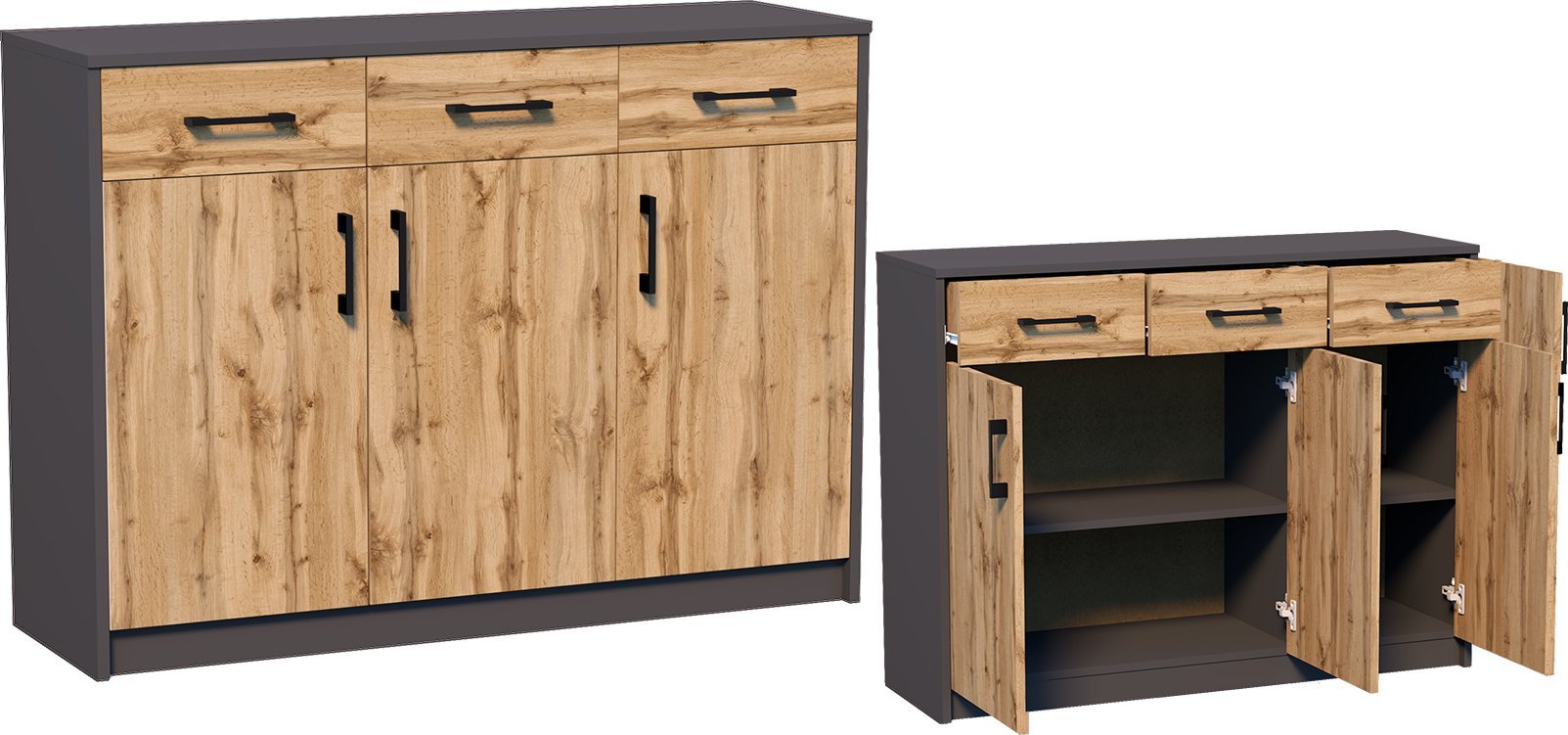 Meble-Bestseller Komoda K023 Grafit-Wotan 85x110x35 cm