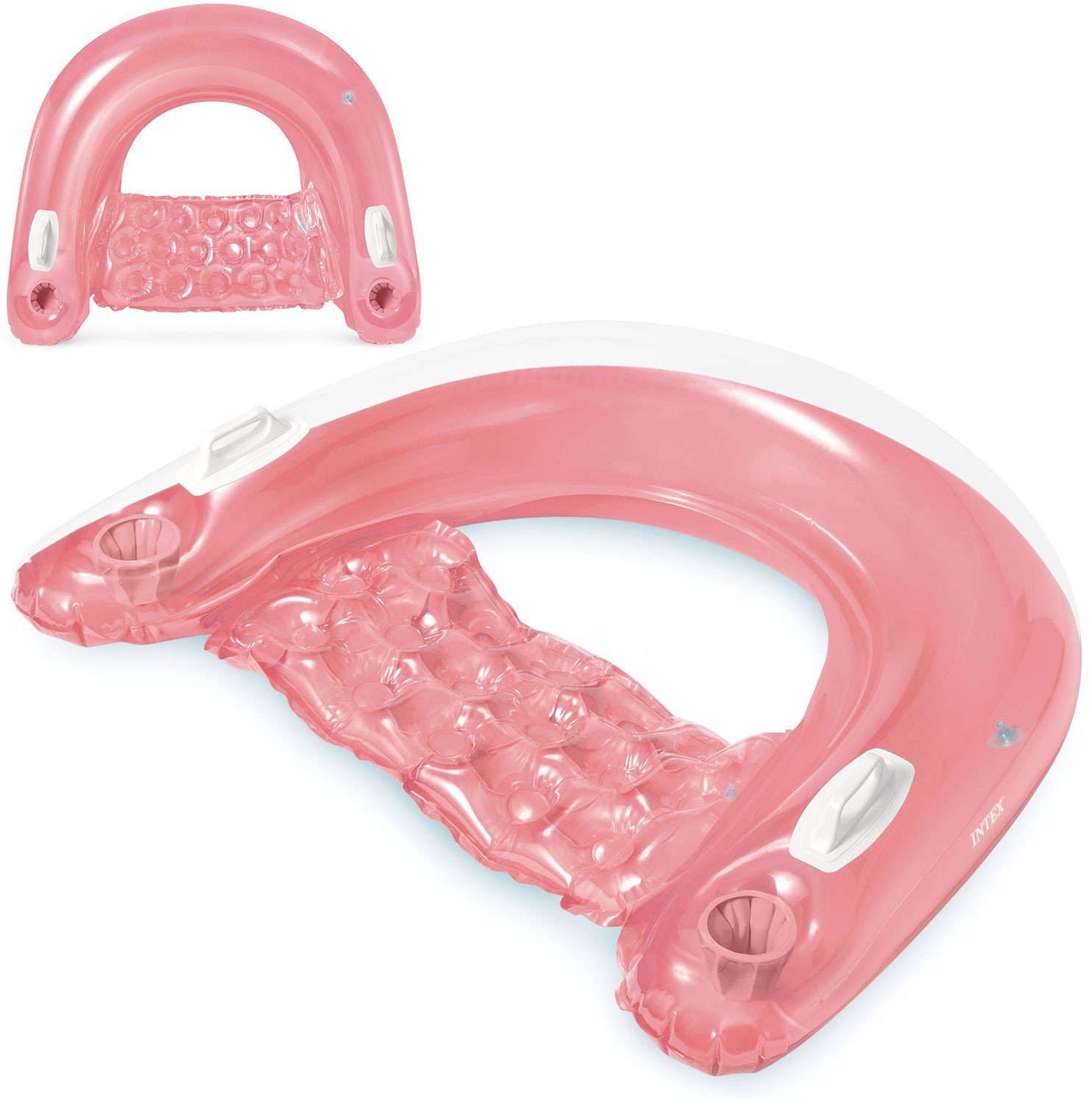 Fotel do pływania z uchwytami 147 x 99 cm różowy INTEX 58859