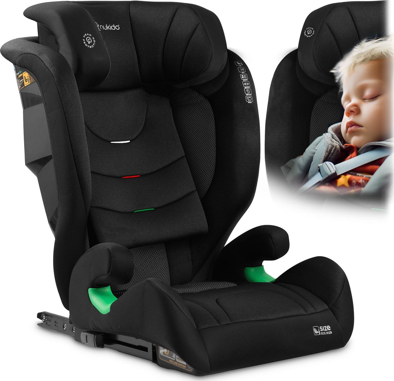 Fotelik samochodowy Nukido Fotelik samochodowy Louis Soft czarny 15-36 kg ISOFIX