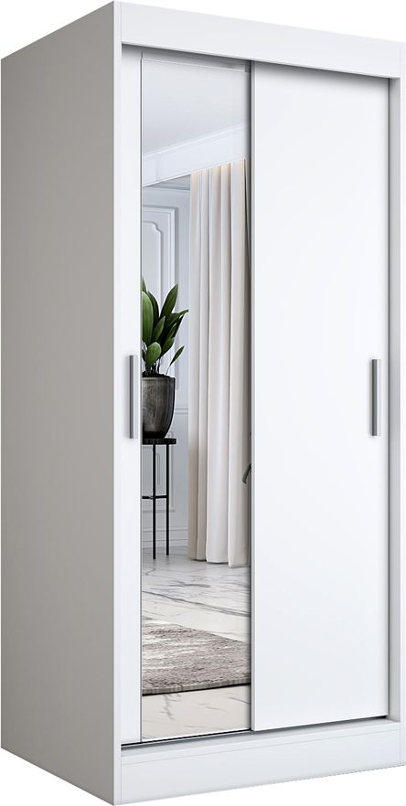 Elior Biała szafa przesuwna z lustrem - Lenora 2X