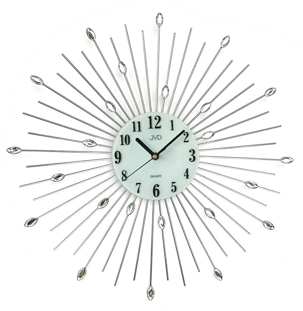 JVD Zegar ścienny HJ117 z kryształkami, średnica 49 cm .