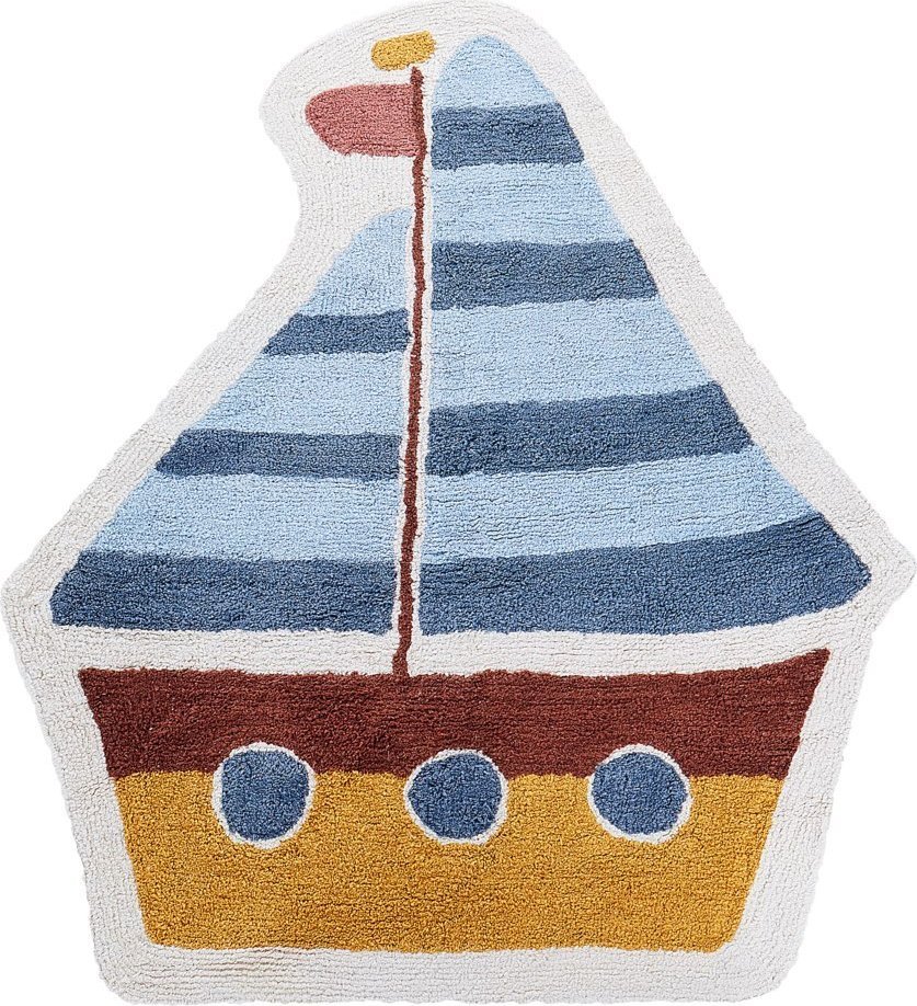 Beliani Dywan dziecięcy bawełniany statek 105 x 120 cm wielokolorowy SPETI