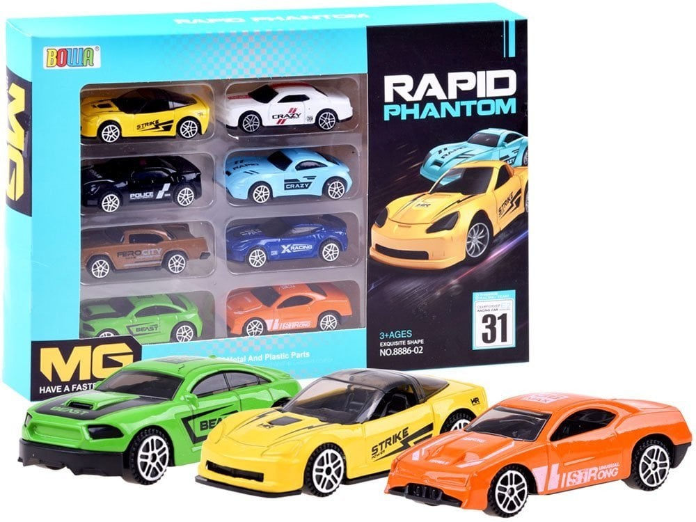 Jokomisiada Zestaw autek 8 resoraków metalowe pojazdy ZA3234