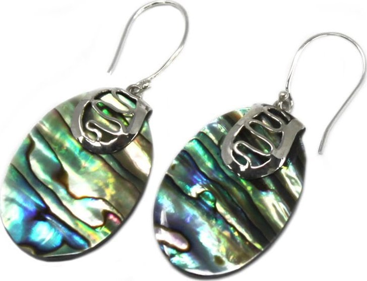 Lovrin Srebrne kolczyki z Abalone - Owal