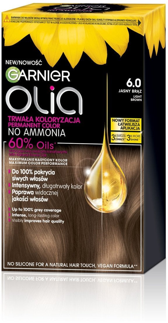 Garnier Olia Farba do włosów light brown jasny brąz (6.0)