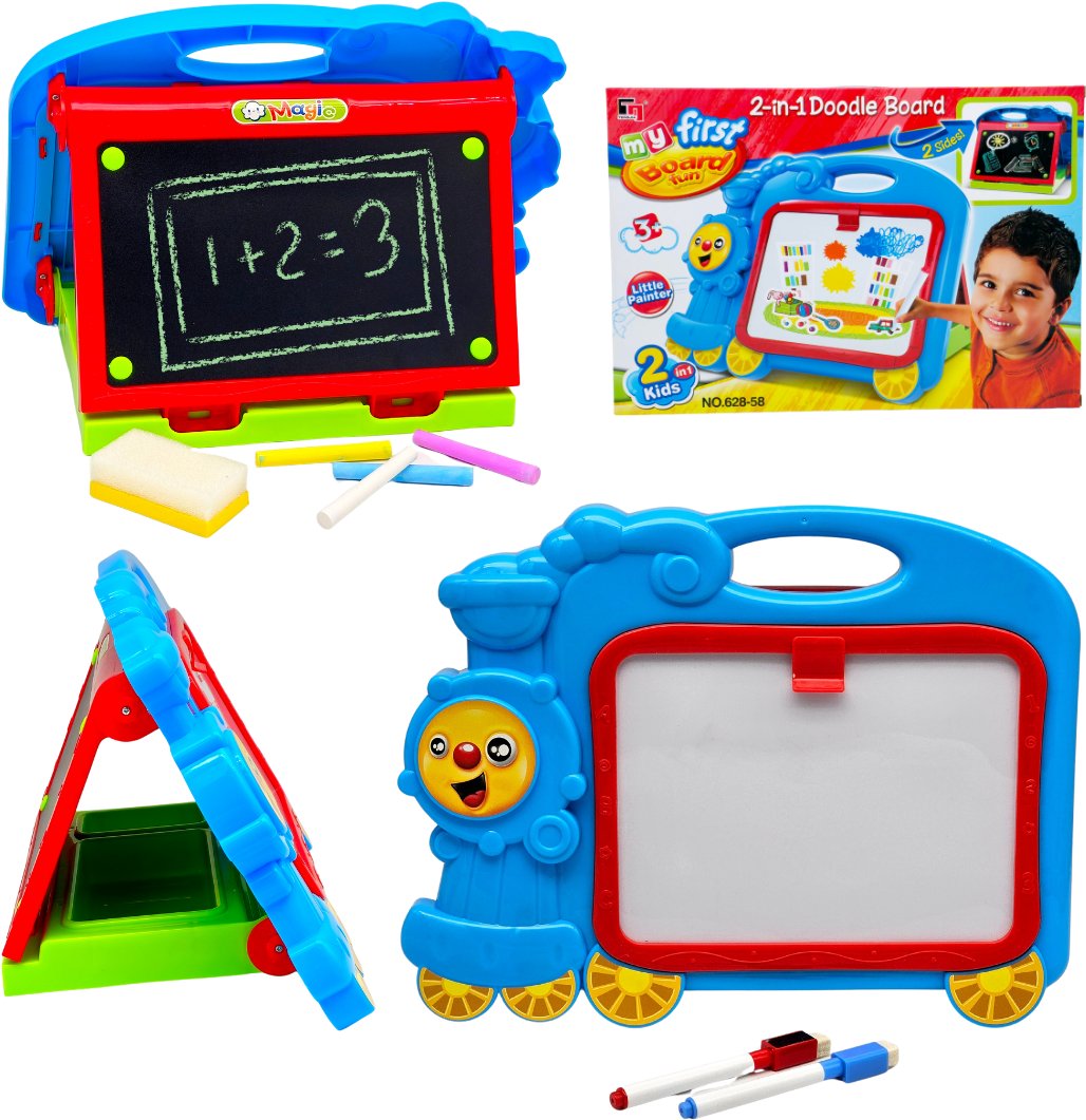 Tablica edukacyjna dwustronna do malowania kredą i pisakami 2w1