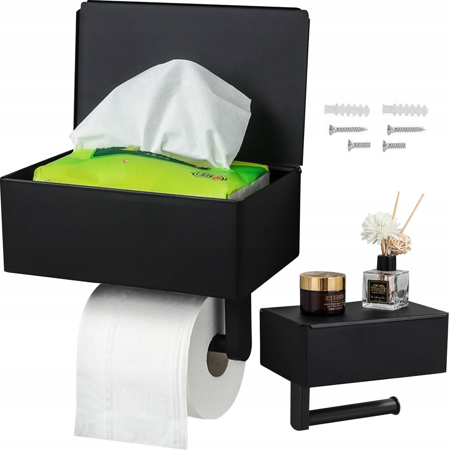 UCHWYT NA PAPIER TOALETOWY ZE SCHOWKIEM TOI-PAP2 CZARNY