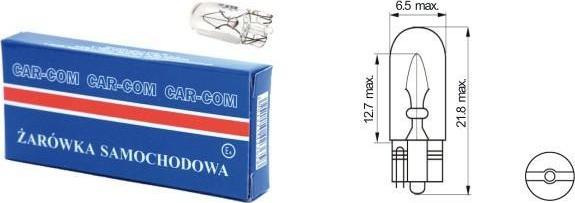 Carcommerce ŻARÓWKA 12V 3W CAŁOSZKLANA T6.5