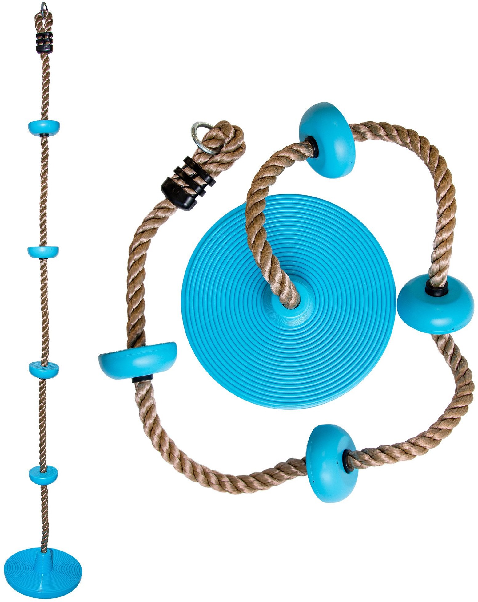 Siedzisko z liną wspinaczkową DYSK błękitne 30 cm