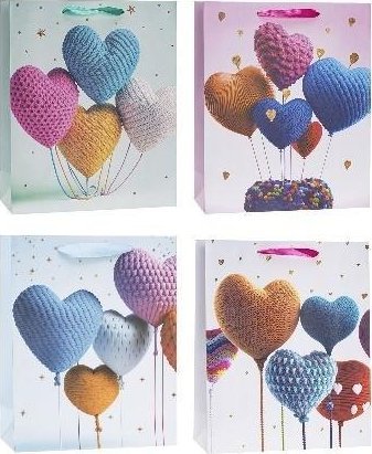 Torebka ozdobna 18x23x8 serce mix ROZETTE