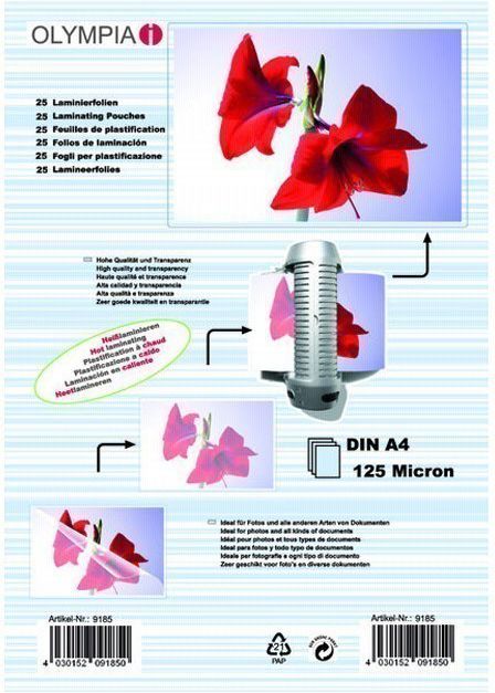 Olympia Folia do laminacji A4/125mikronów/25 sztuk (9185)