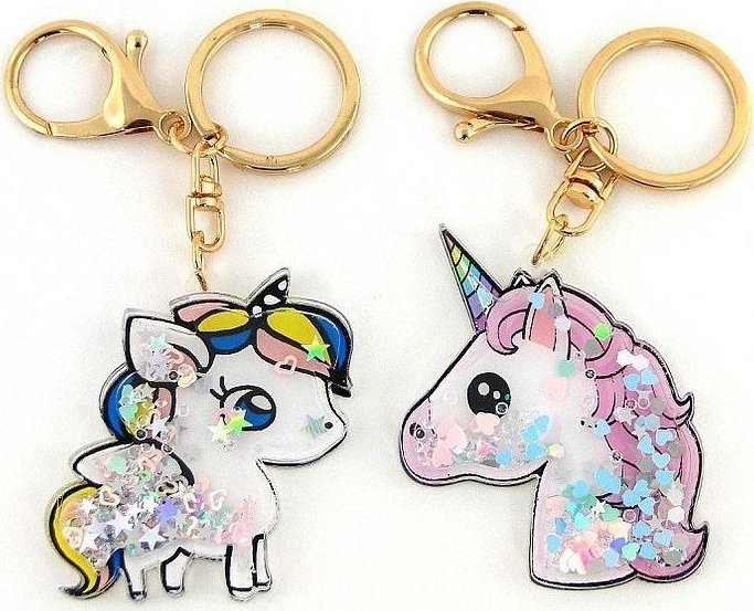 Brelok jednorożec z cekinami 6,5x6cm MIX