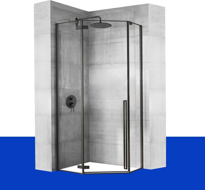 Rea Kabina Prysznicowa Pięciokątna Diamond Czarna 80x80 Rea