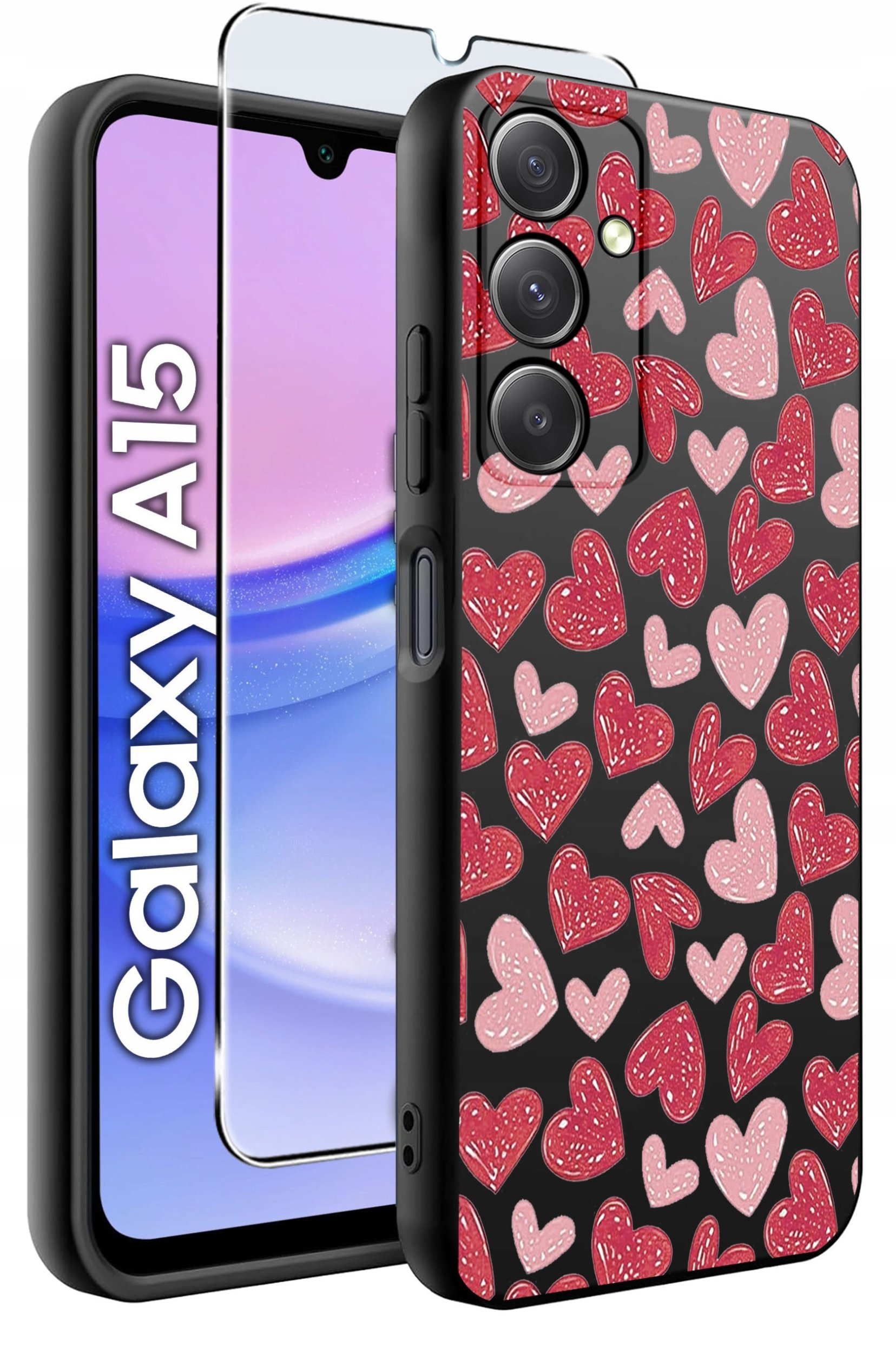 ETUI do Samsung A15 4G | 15 5G WZORY | SILIKONOWE MATT CASE + SZKŁO 9H