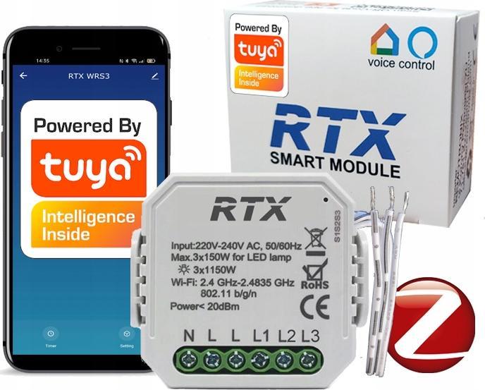 RTX Sterownik Przekaźnik Włącznik 3 Obwody TUYA ZigBee