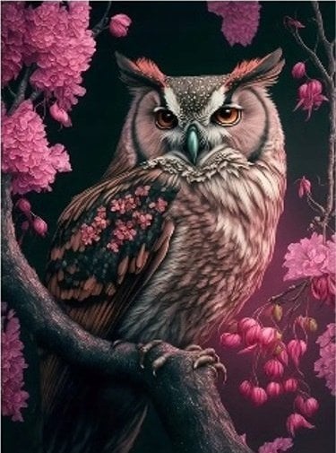 Norimpex Diamentowa Mozaika Sowa W Różowych Kwiatach 30x40