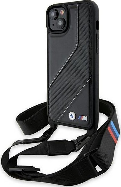 BMW Etui BMHCP15M23PSCCK Apple iPhone 15 Plus / 14 Plus hardcase M Edition Carbon Stripe & Strap czarny/czarny