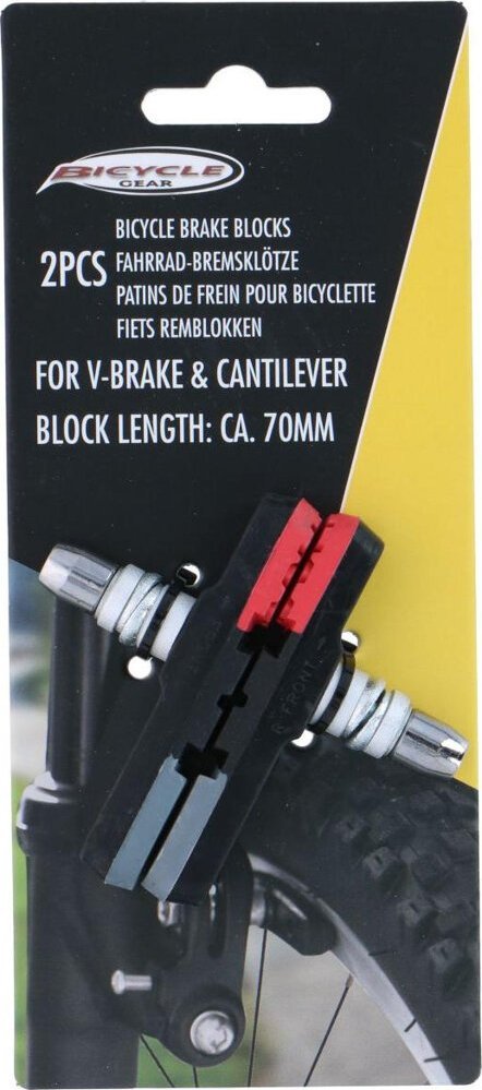 Bicycle Gear KLOCKI HAMULCOWE 2SZT MOCOWANIE NA NAKRĘTKI 3 RODZAJE GUM 70MM BICYCLE GEAR