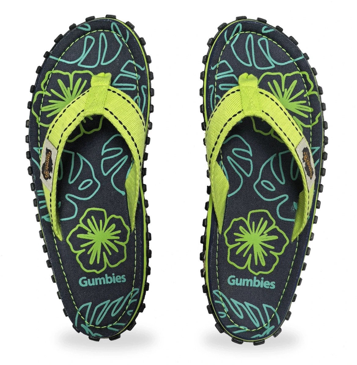 Gumbies japonki ISLANDER FLIP-FLOPS LIME HIBISCUS 36
