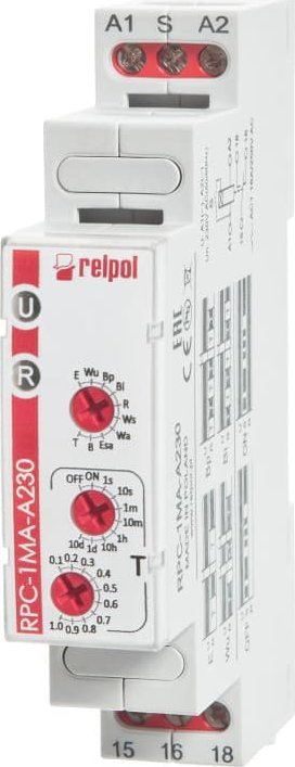 Relpol Przekaźnik czasowy 1P 1sek-10dni 230V AC 50/60 Hz wielofunkcyjny RPC-1MA-A230 863199
