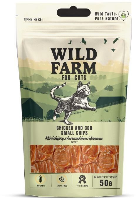 WILD FARM 50g Chipsy z kurczakiem i dorszem 50g przysmak dla kota