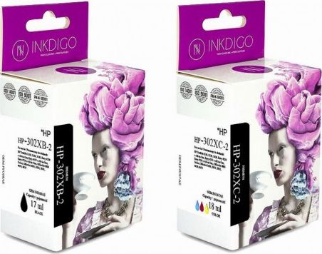 Tusz Inkdigo Zestaw tuszy HP 302 XL czarny + kolor zamiennik Inkdigo