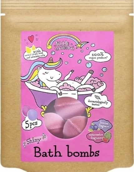 LITTLE UNICORN_Błyszcząca kula do kąpieli Arbuz, Jagoda 5x50g