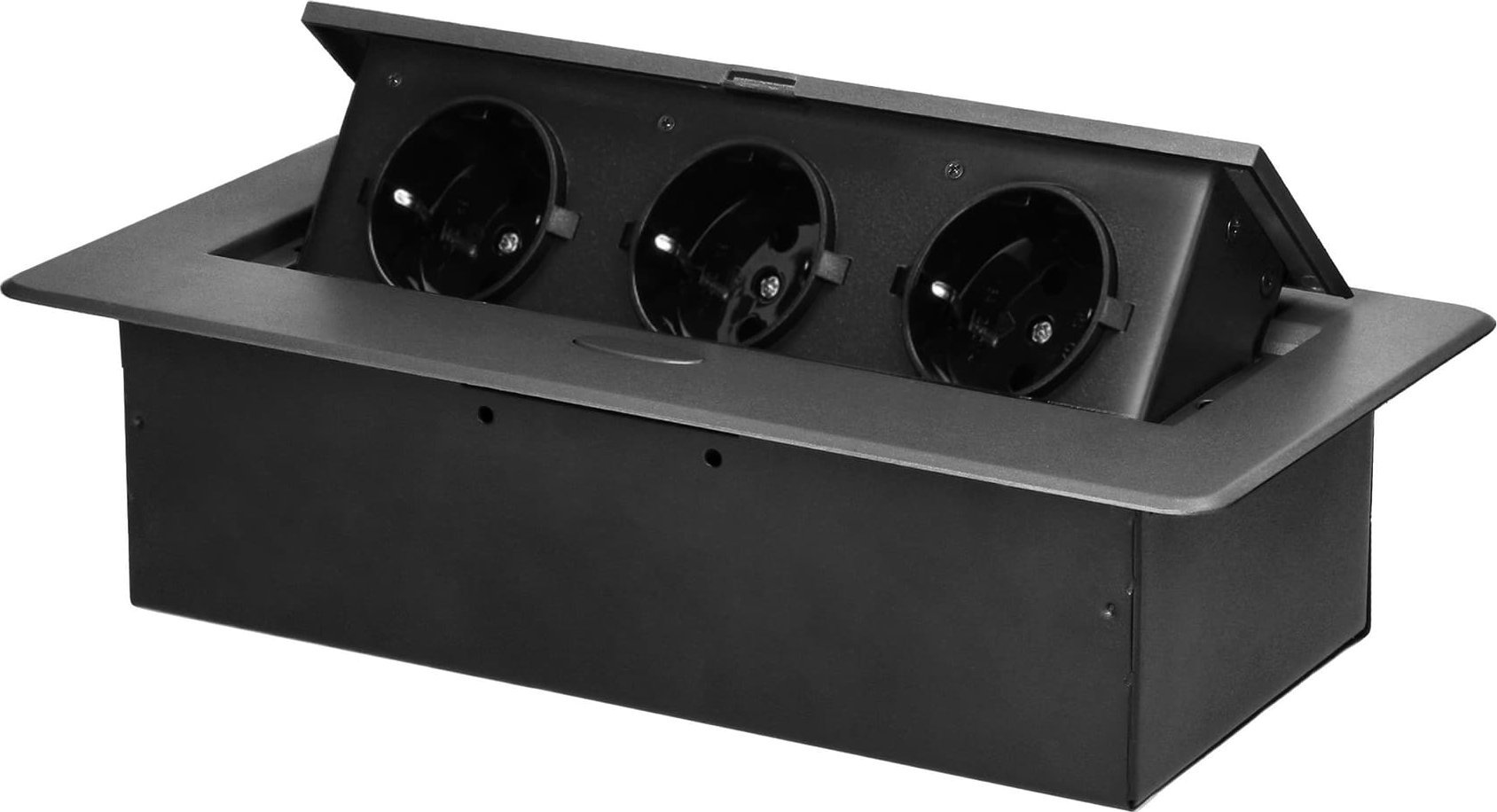 Orno Gniazdo meblowe wpuszczane w blat z płaskim frezowanym rantem, 3x2P+Z (Schuko), grafitowe