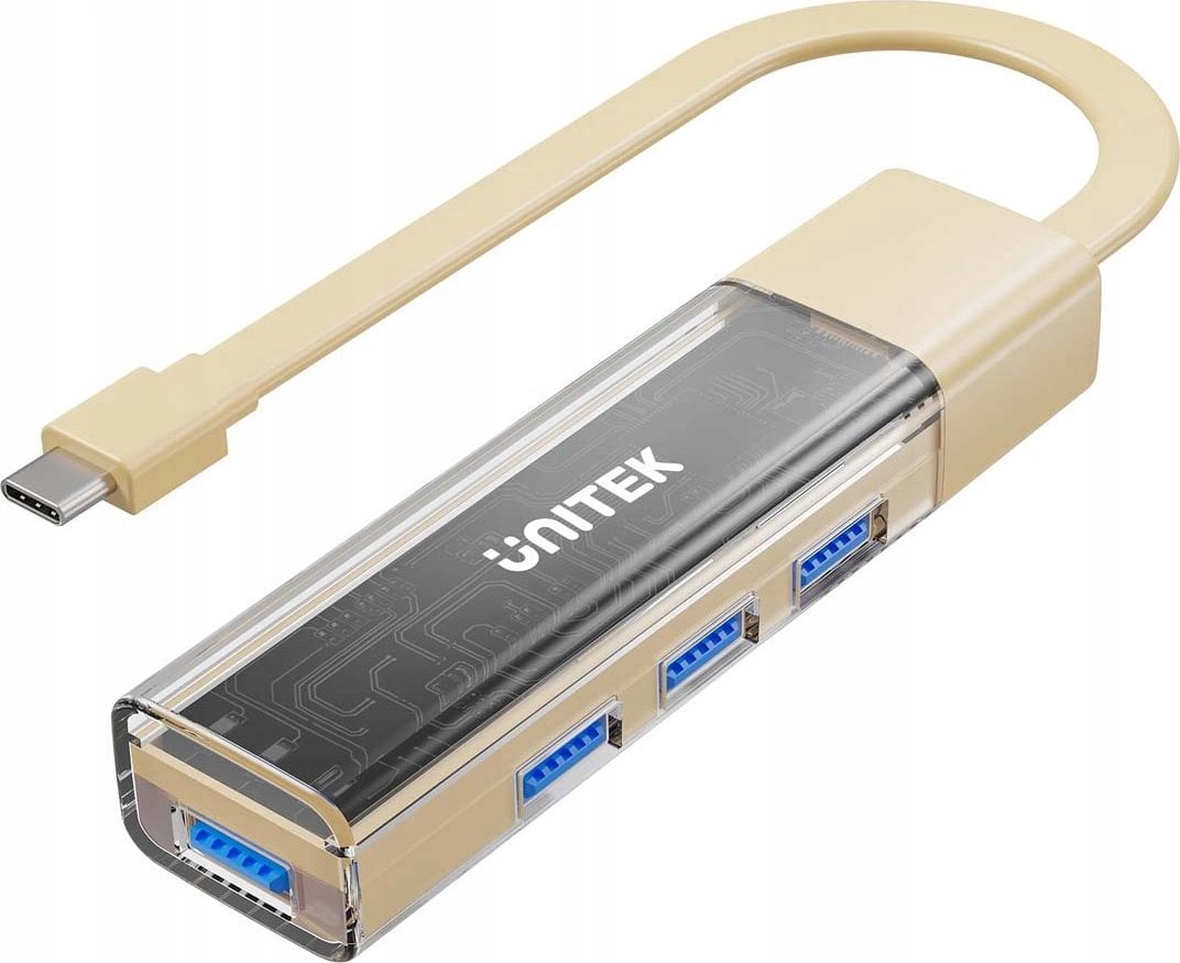 HUB USB Unitek Unitek hub dwukierunkowy USB C/USB A 5Gbps, 4x USB A kremowy