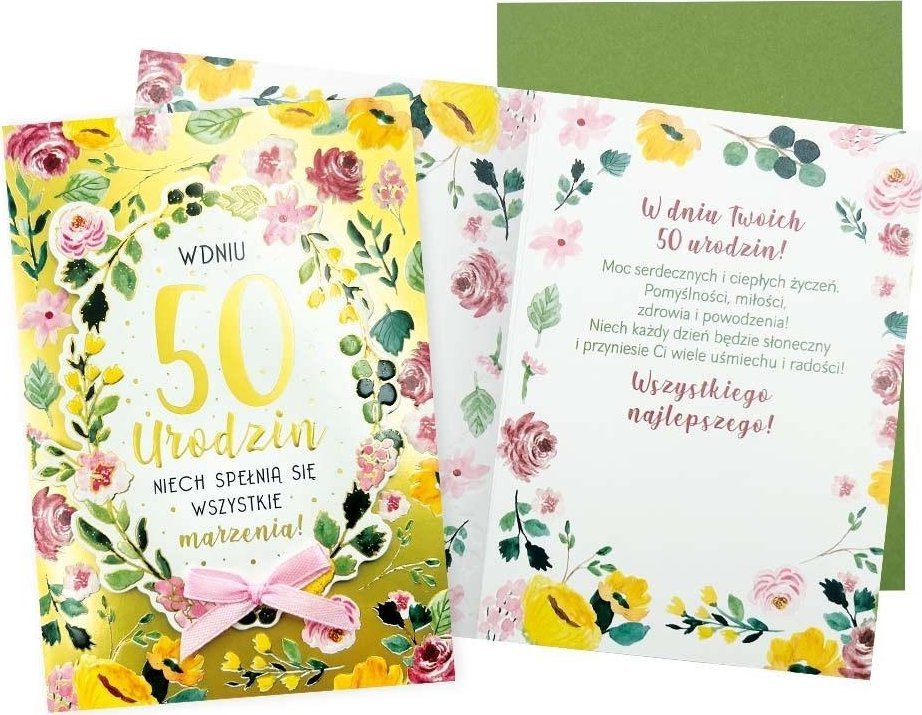 Karnet B6 Urodziny 50 (kwiaty)