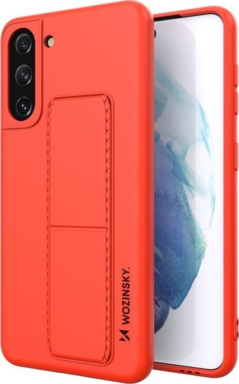Wozinsky Kickstand Case elastyczne silikonowe etui z podstawką Samsung Galaxy S21+ 5G (S21 Plus 5G) czerwony
