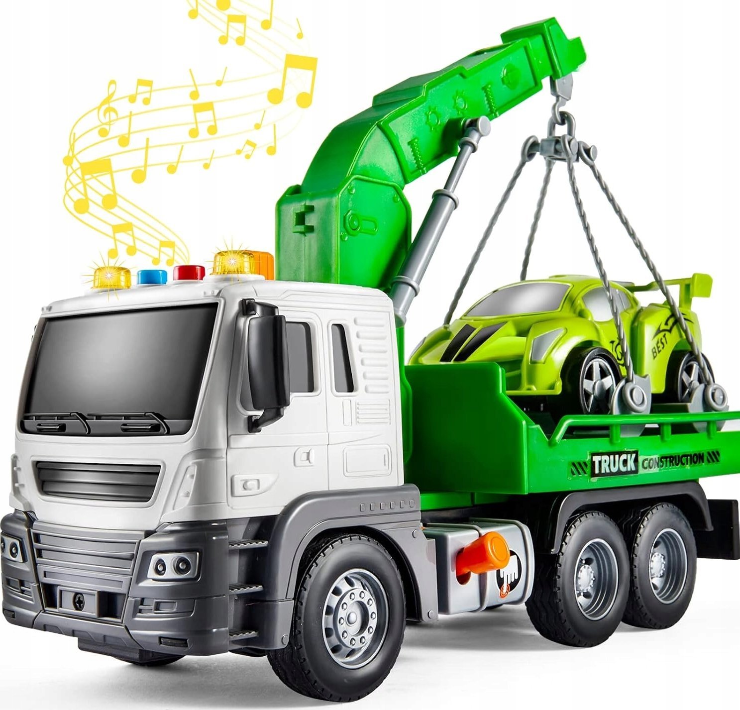 Multifunkcyjna Ciężarówka, Laweta, Dźwig, Transporter + Samochód 1:16