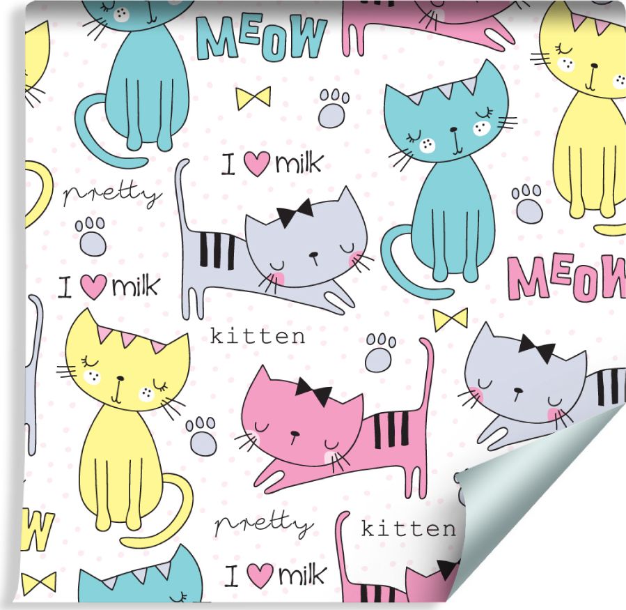 Muralo Tapeta Dla Dzieci - Kolorowe Urocze Kotki