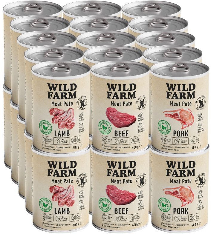 WILD FARM Pate Mix Smaków 30x400g bezglutenowa karma dla psa
