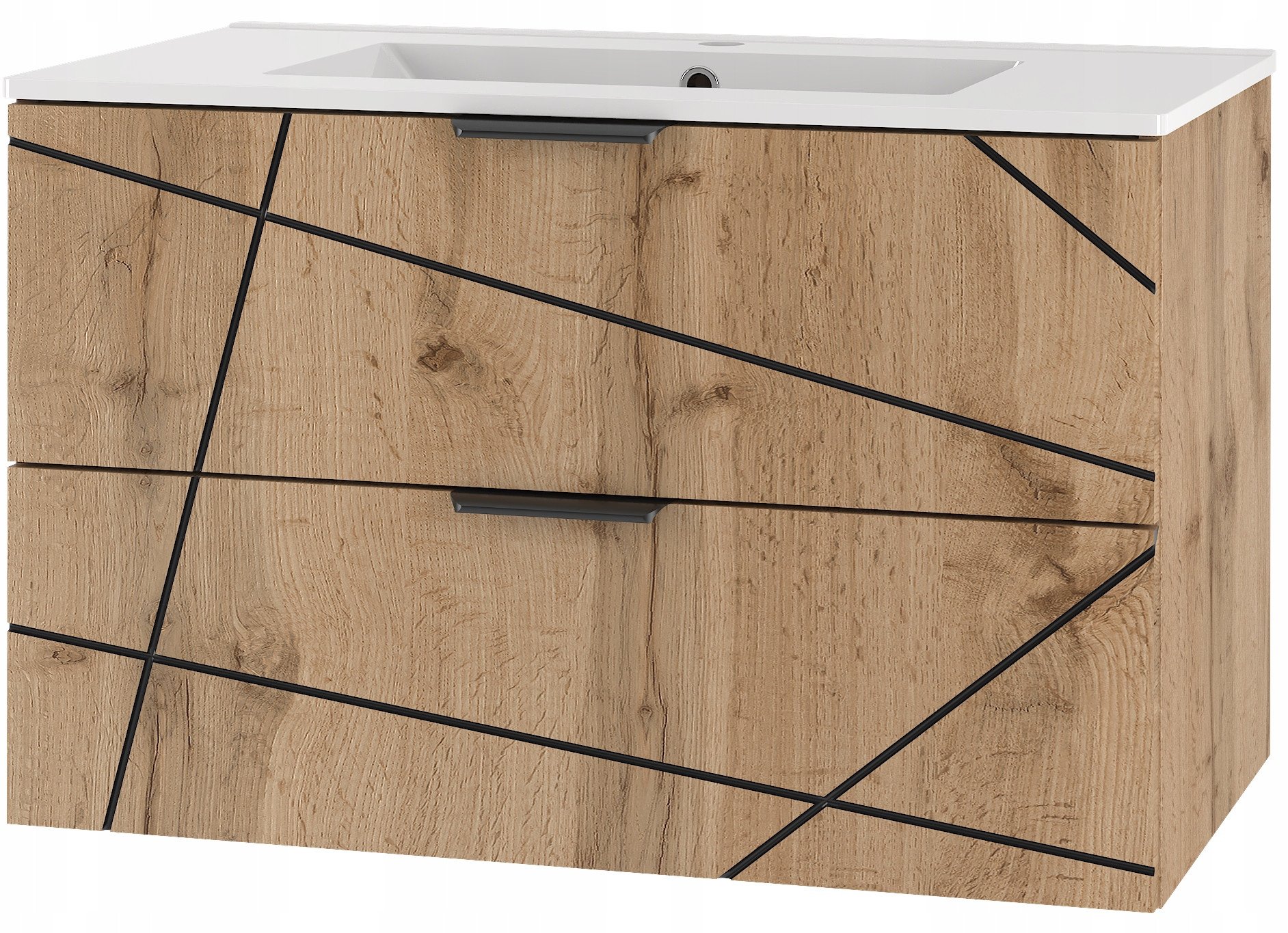 Szafka łazienkowa WOOD-01 z umywalką 80 cm z szufladami DĄB WOTAN