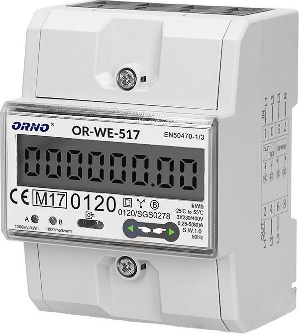 Orno Licznik energii elektrycznej 3-fazowy wielotaryfowy Orno OR-WE-517 MID
