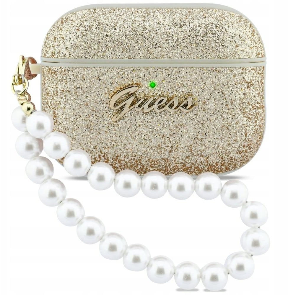 Etui Guess Glitter Pearl Strap do Apple AirPods Pro 3 złoty