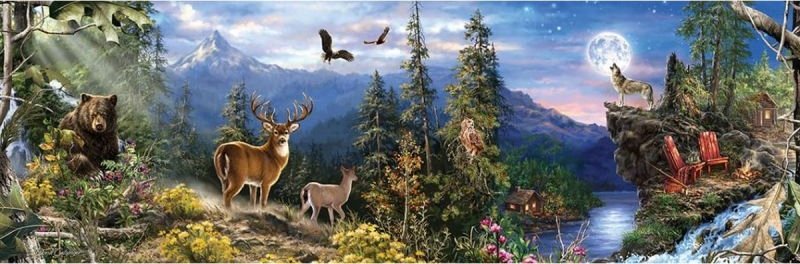 DUŻY Haft Diamentowy, Obraz, Mozaika Diamentowa Diamond Painting PANORAMA GÓR 120x40cm